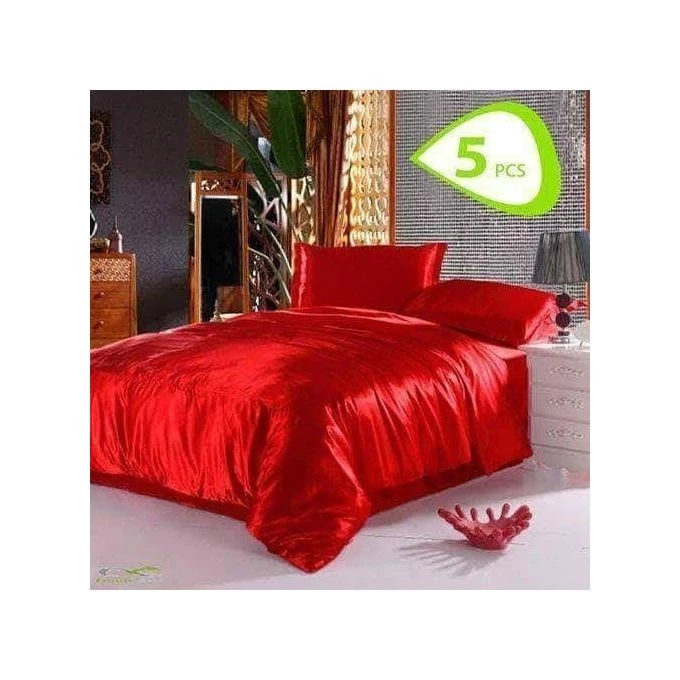 طقم مفرش سرير ستان - 5 قطع - أحمر